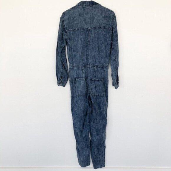 Free People Ari Denim Jumpsuit S Coverall Boiler Suit 90s Utility Loose Fit Blue - Picture 9 of 11